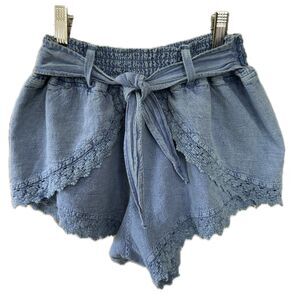 Seaspice Resort Wear 100% Peruvian Cotton Faux Wrap Smocked Waist Shorts M